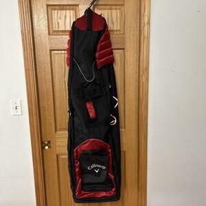 Flaws See Pics! Callaway Golf Travel Bag w Wheels Black Red Club Cover Rolling